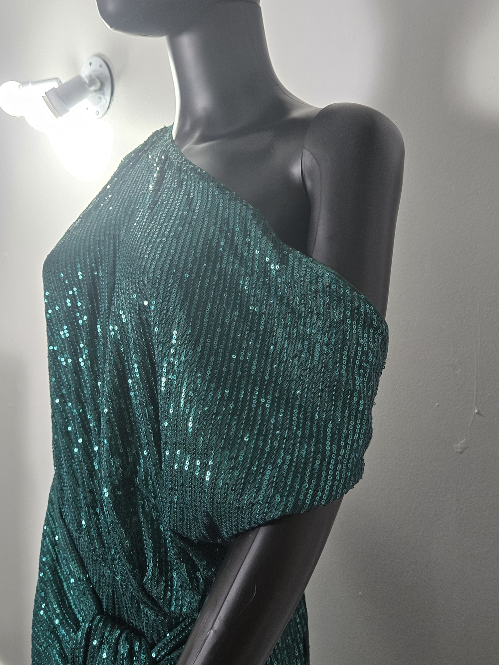 Grace Karin Emerald Green Sequin One-Shoulder Cocktail Dress - Picture 4 of 12